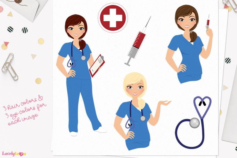 Nurse woman character clip art L373 Georgia example image 1