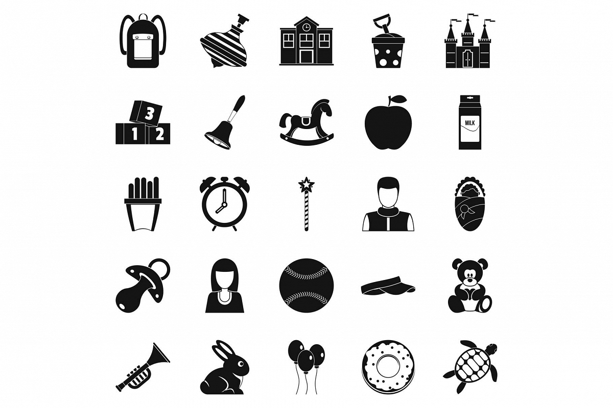 Child center icons set, simple style example image 1