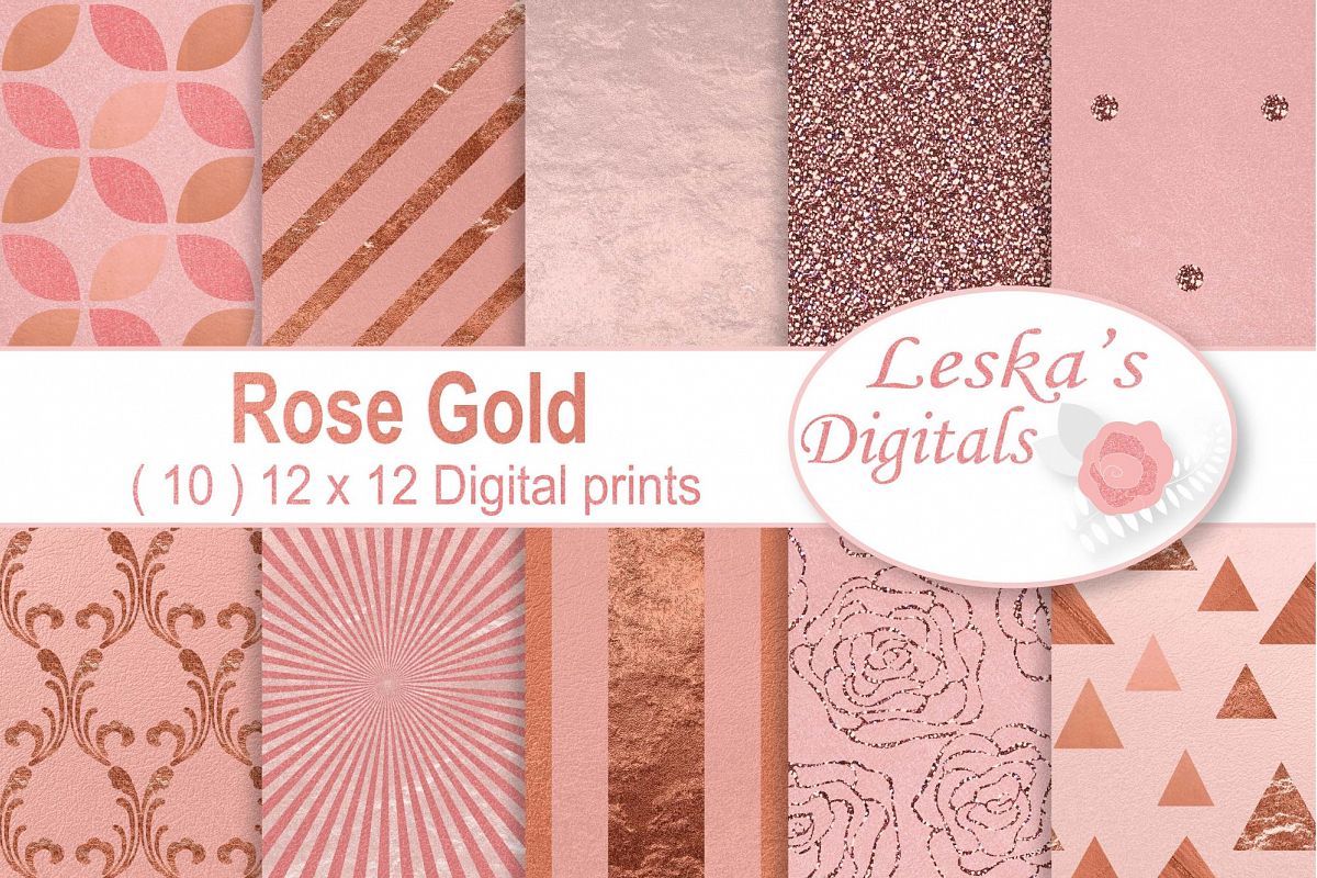Rose Gold Digital Paper - Rose Gold Texture example image 1