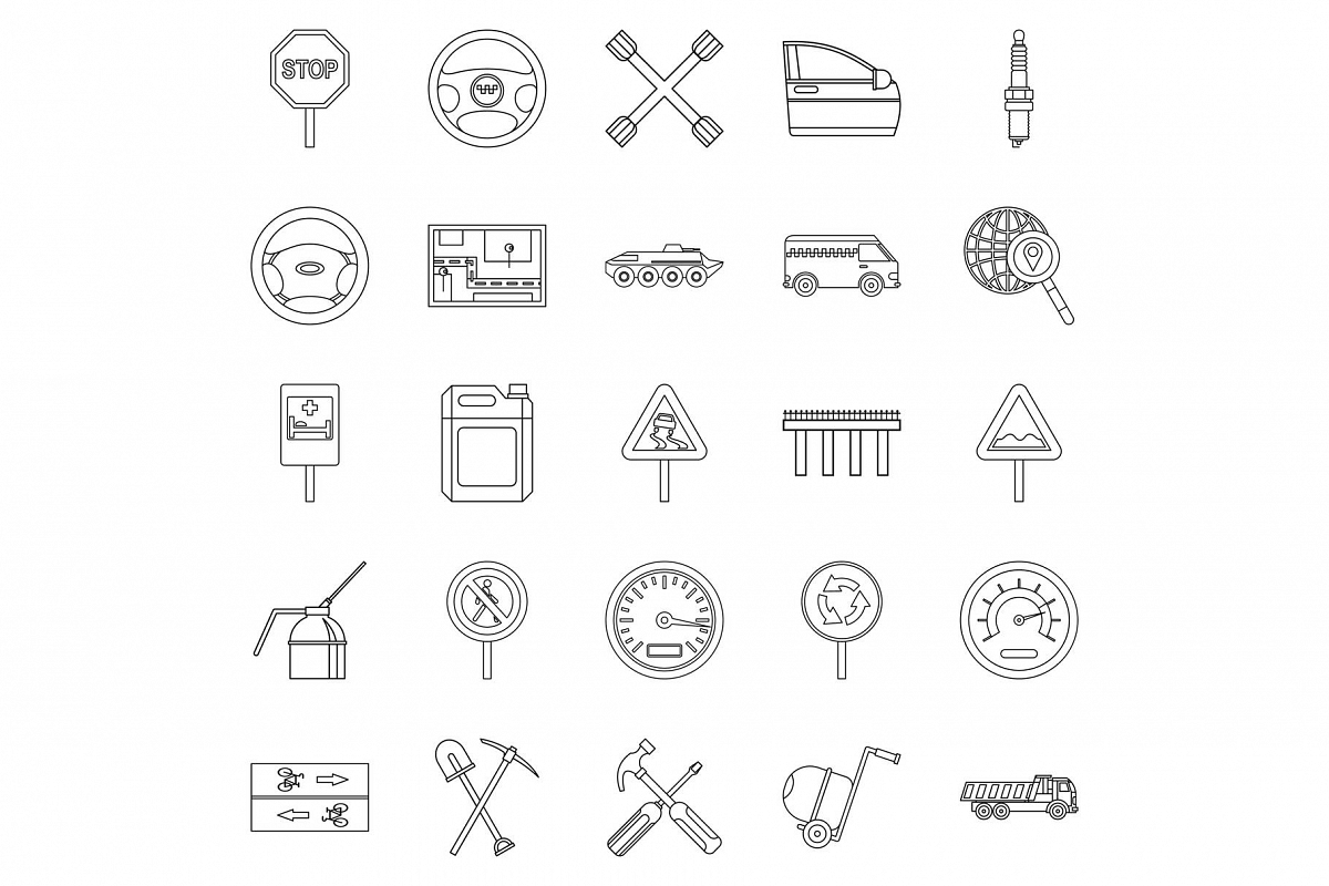 Apparatus icons set, outline style example image 1