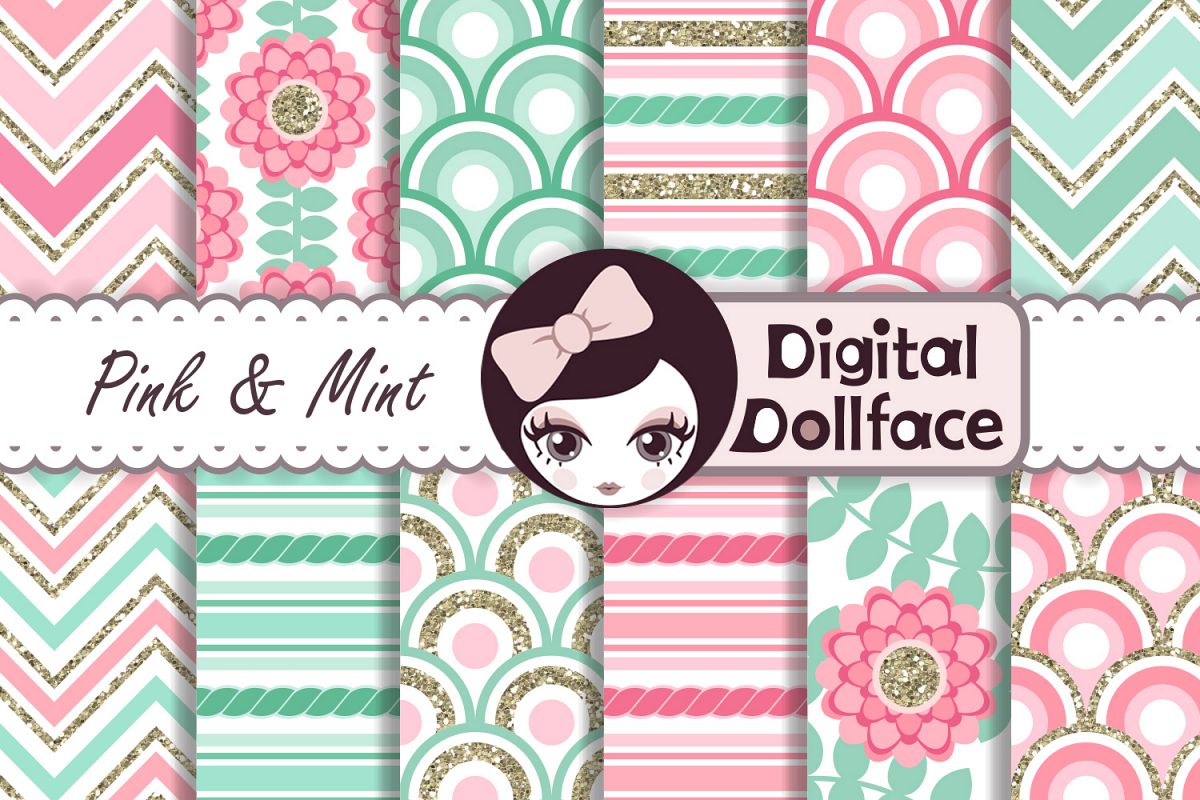 Pink and Mint Patterns example image 1