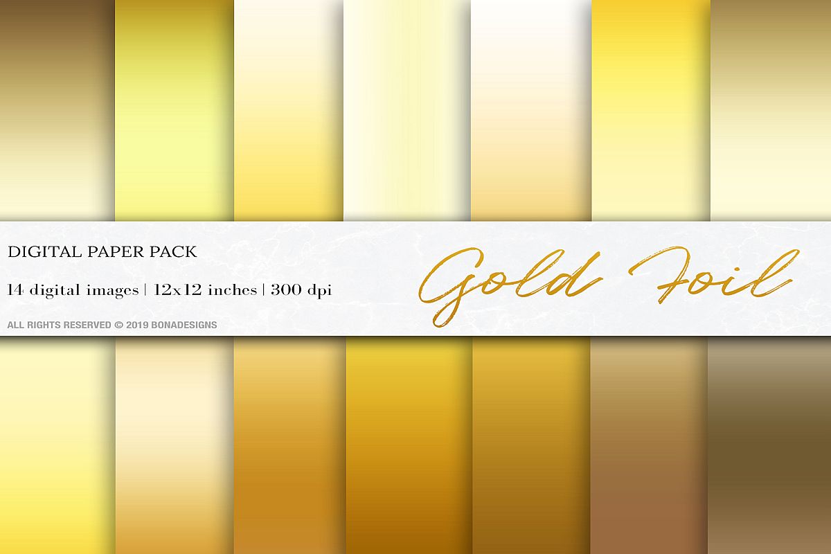Gold Foil Background, Gold Gradient Digital Papers example image 1
