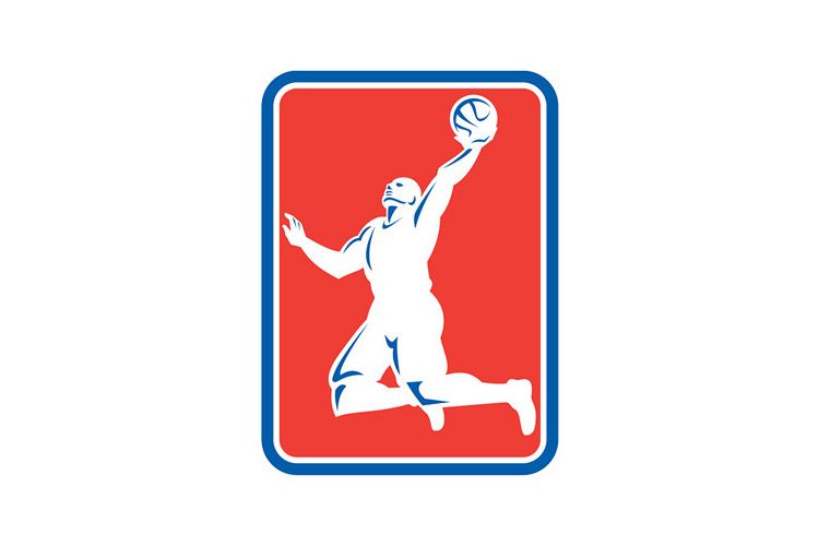 Basketball Player Rebounding Lay-Up Ball Rectangle example image 1