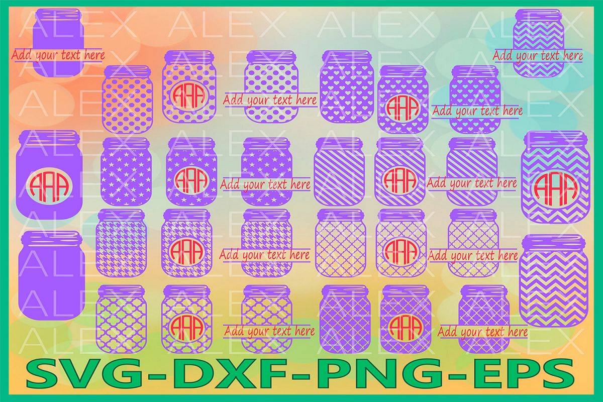 Mason Jar Svg, Monogram svg, Polka Dot Mason Jar example image 1