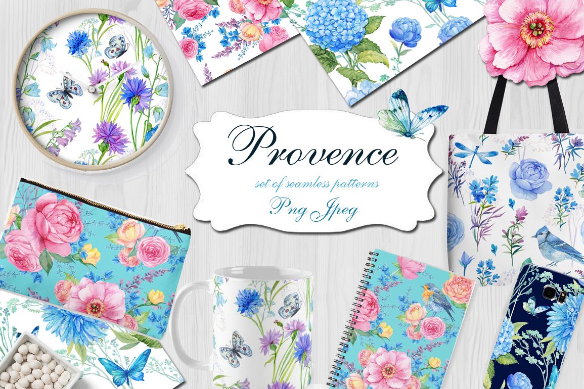 Provence. watercolor patterns example image 1