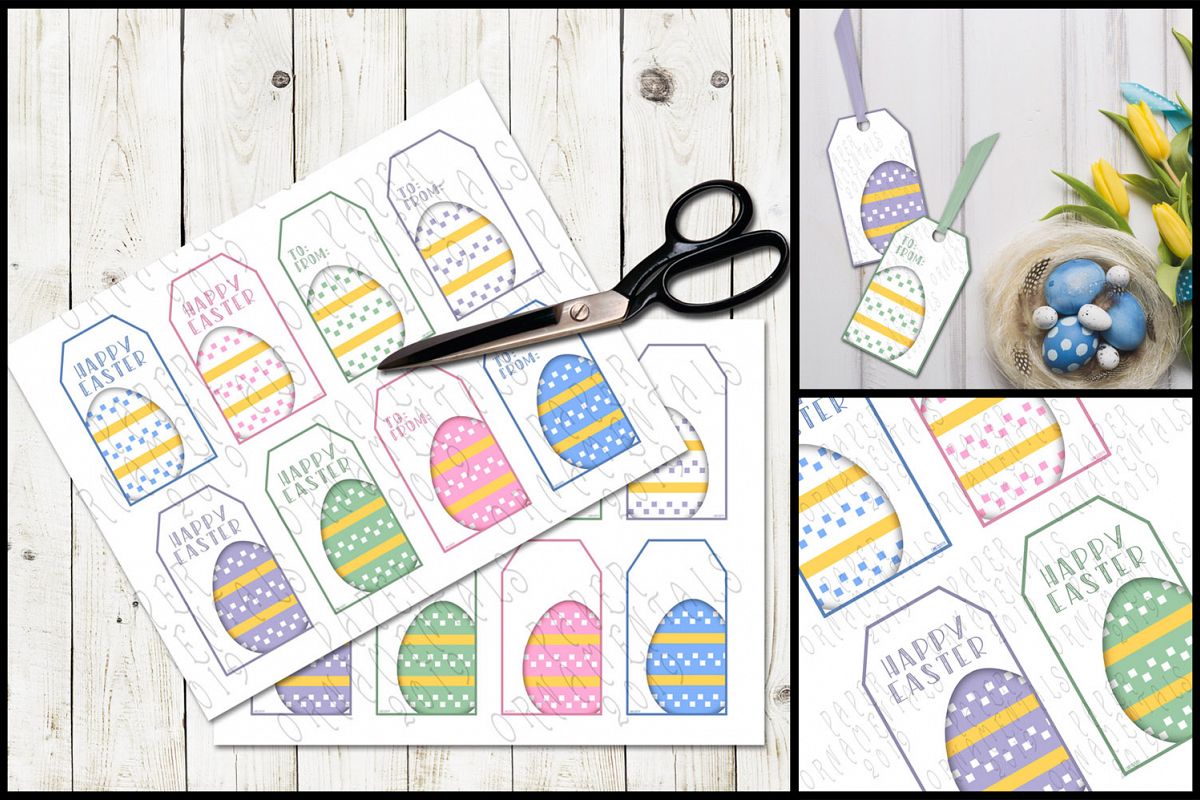 Printable Easter Gift Tags, Pastel Easter Eggs example image 1