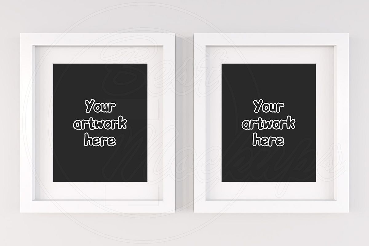 Set of 2 frames mockup white matt example image 1