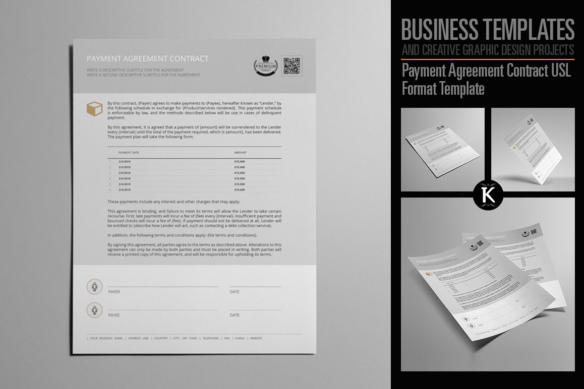 Payment Agreement Contract USL Format Template example image 1