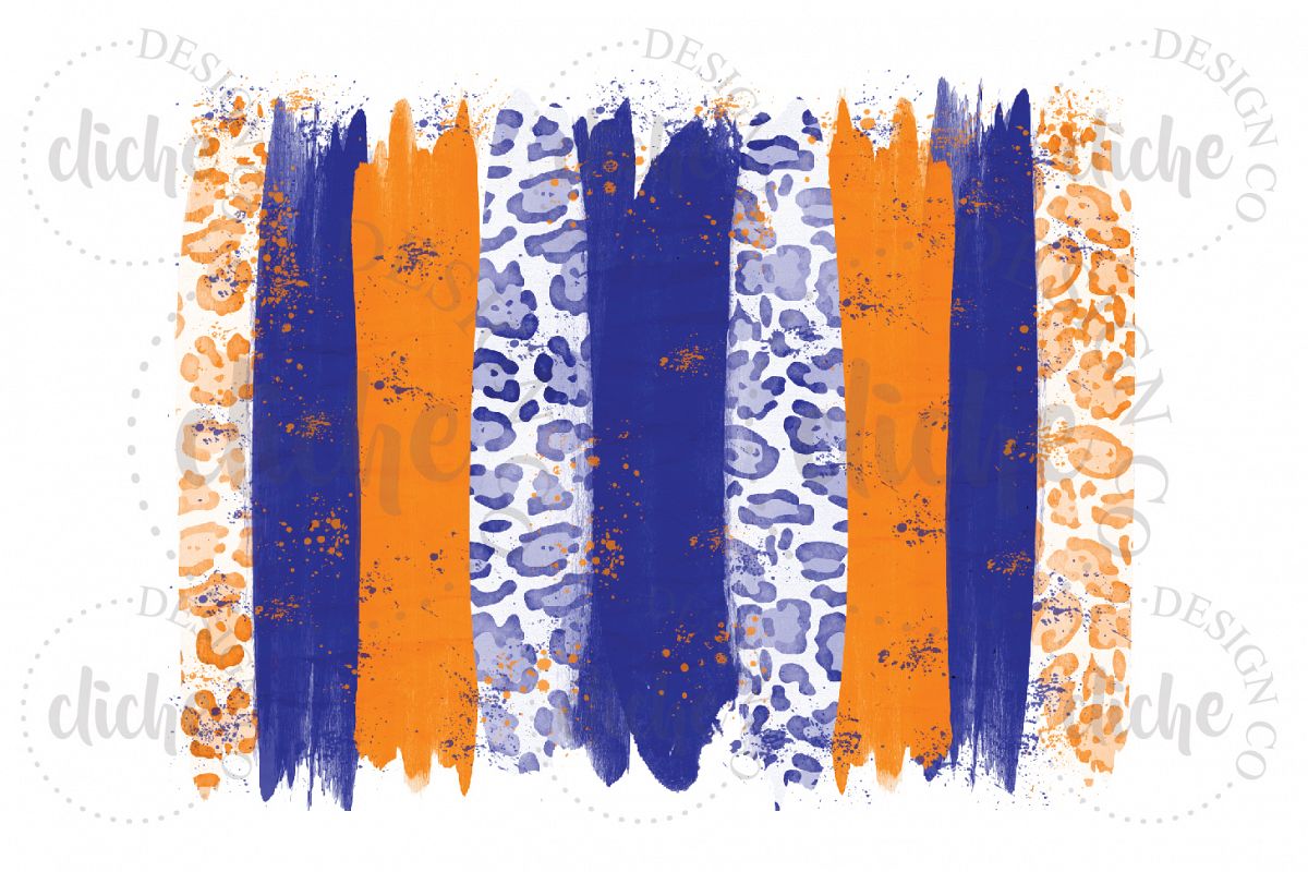 Blue Orange Paint Stroke Sublimation Design Background example image 1