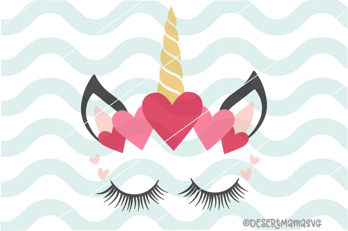 Unicorn face - hearts SVG (127231) | SVGs | Design Bundles