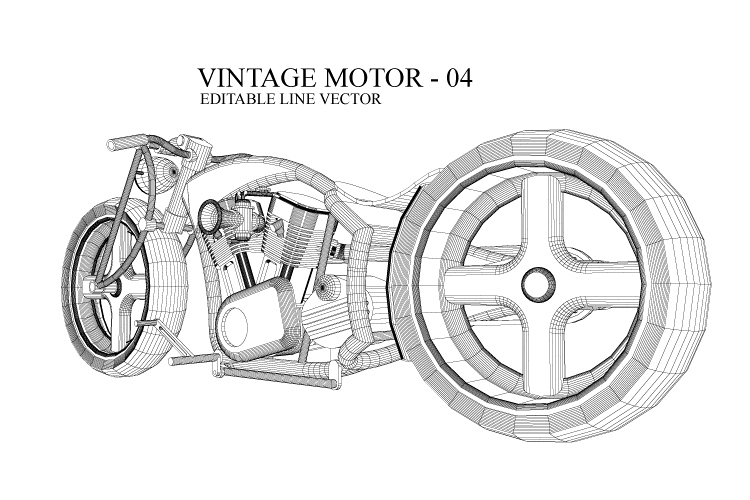 VINTAGE BIKE -LINE VECTOR 04 example image 1