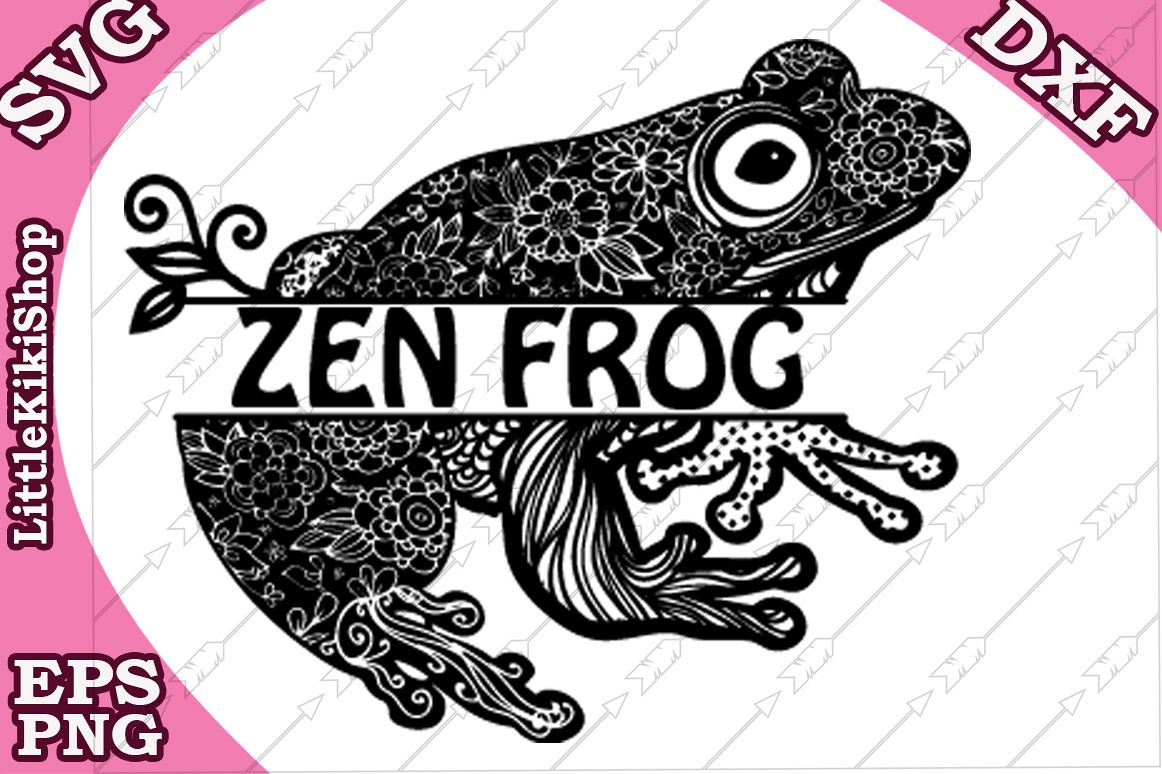 Frog Monogram Svg, Mandala Frog Svg, Split Monogram Svg example image 1