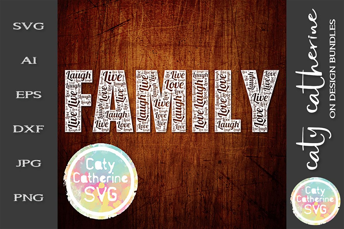 Family Live Laugh Love Word Collage SVG Cut File example image 1