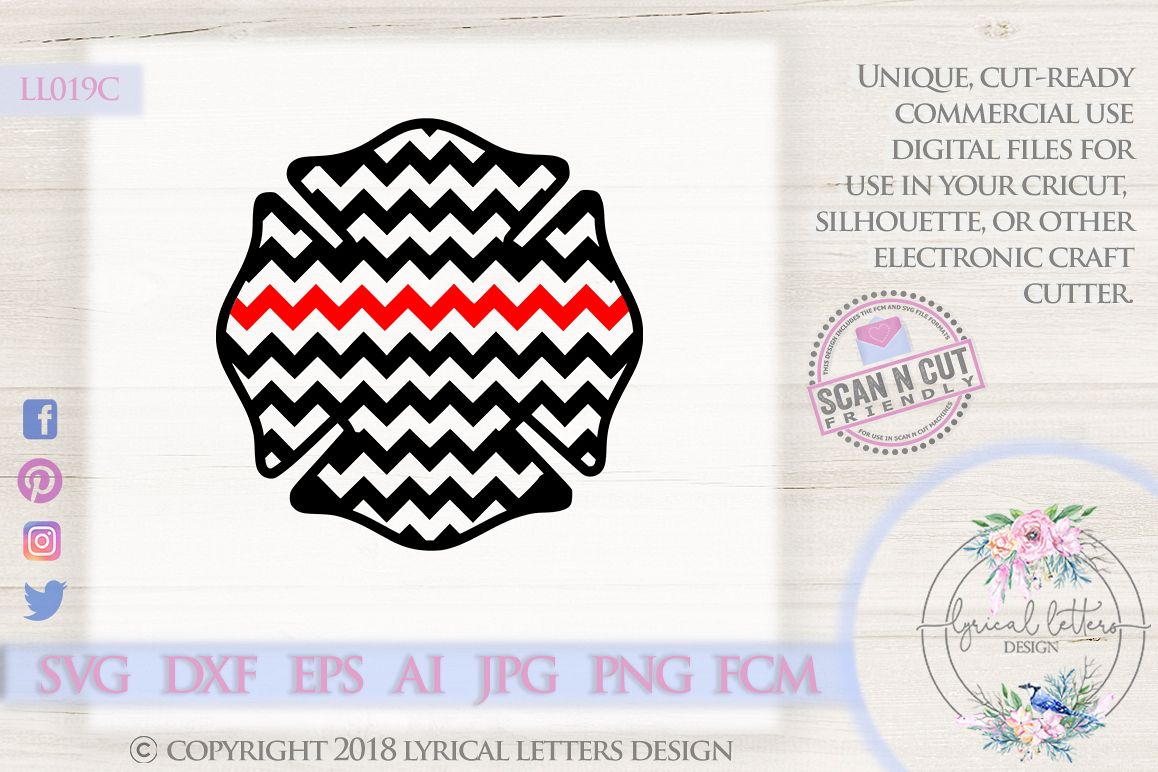 Chevron Fireman Cross with Thin Red Line SVG DXF LL019C example image 1
