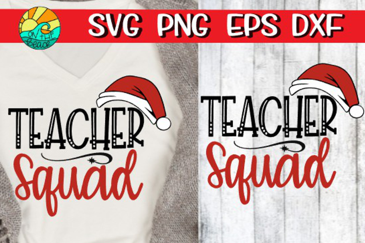 Teacher Squad with Santa hat - Christmas SVG example image 1
