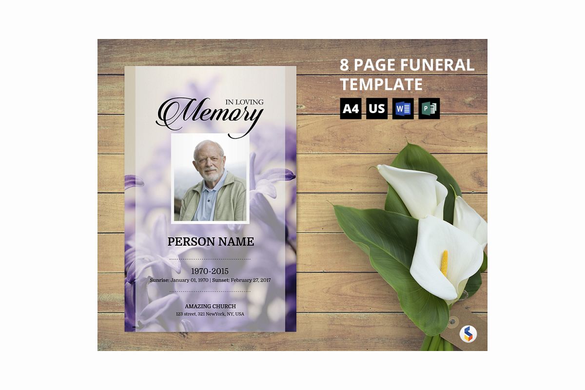 Levendar Funeral Program Template example image 1