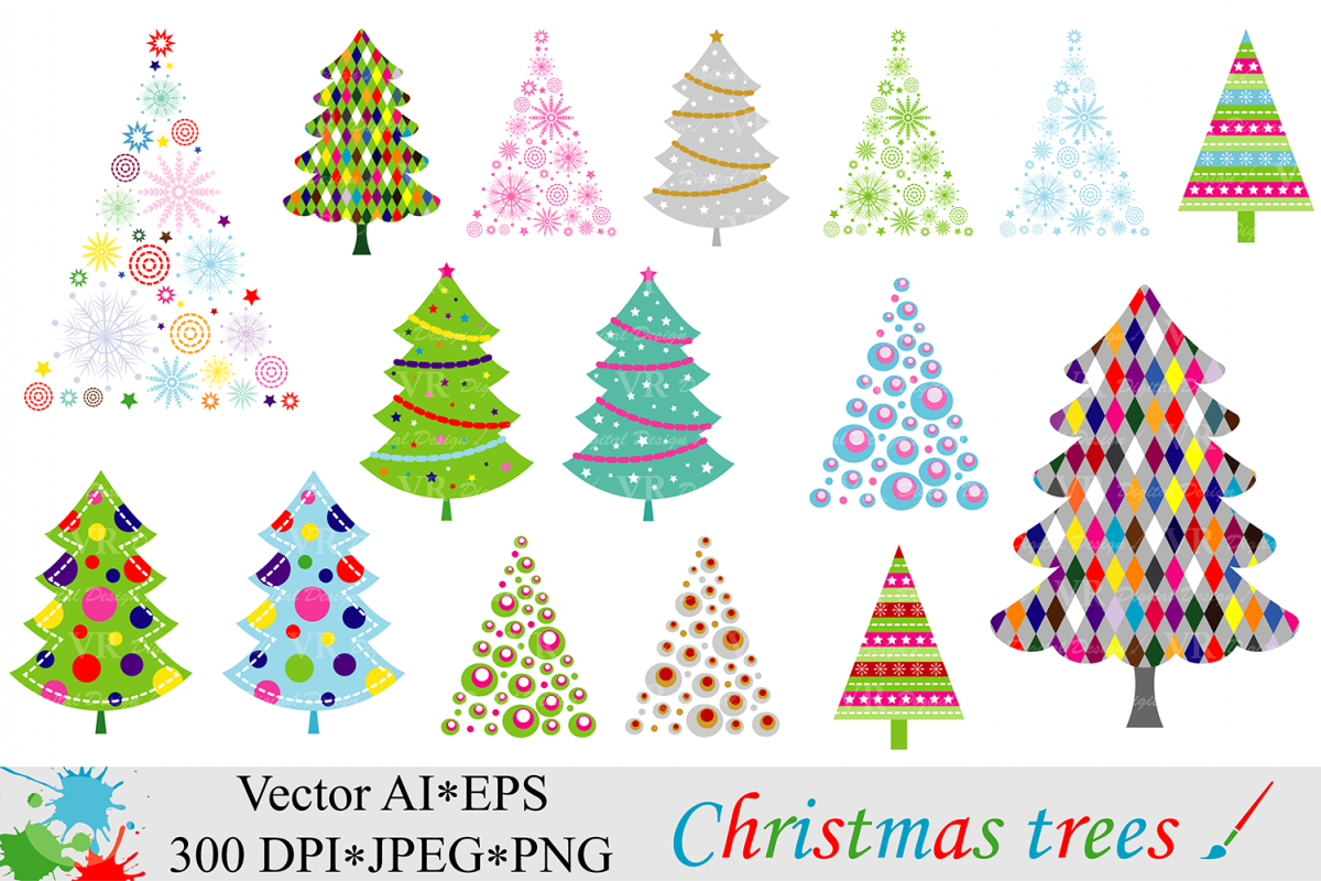 Christmas Trees Clipart - Vector example image 1