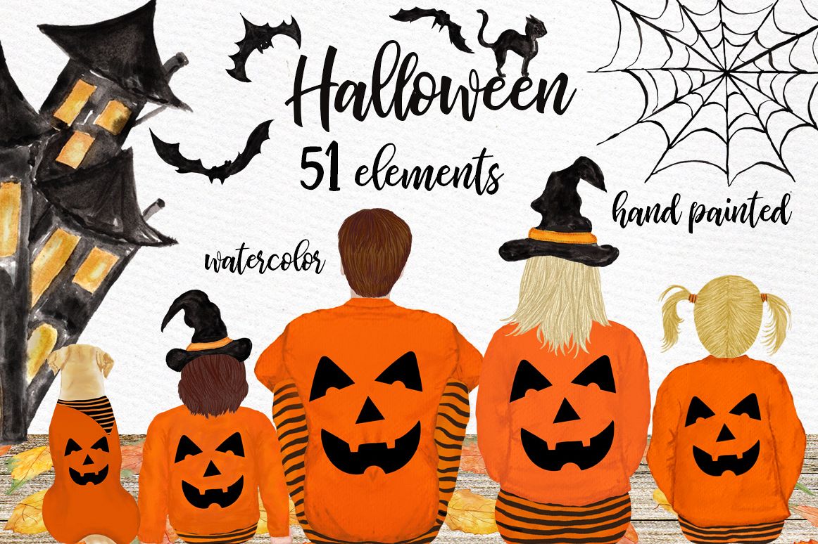 Halloween clipart, Family Clipart, Thanksgiving clipart example image 1