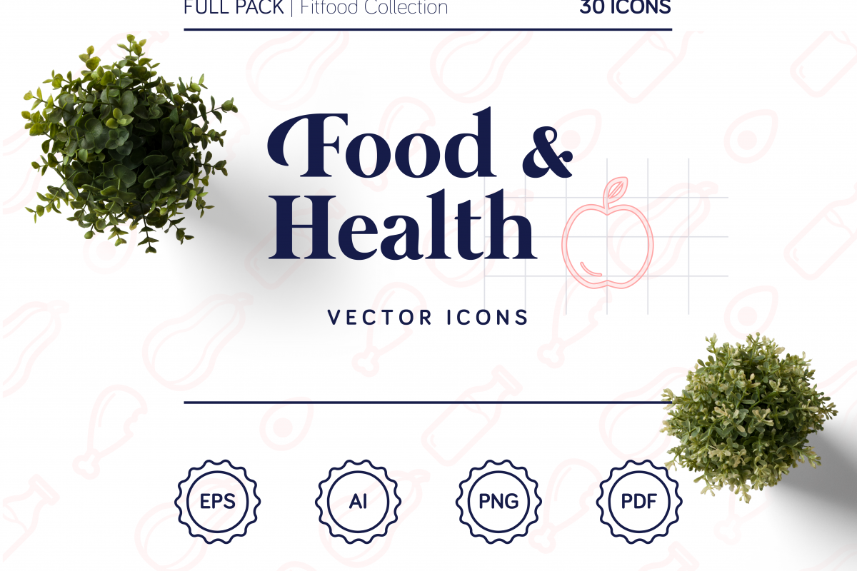 Fitfood Icons Set - Food & Health Pack example image 1