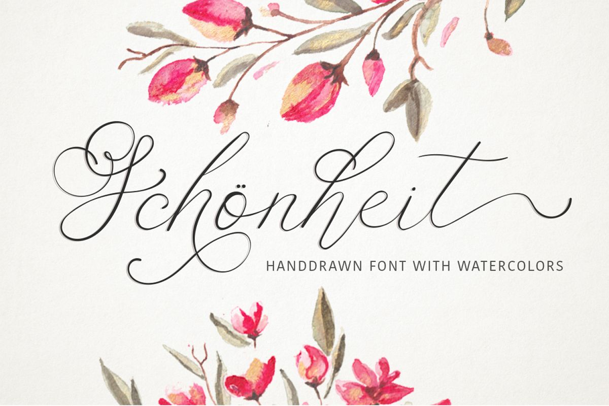 Schonheit font & watercolors. example image 1