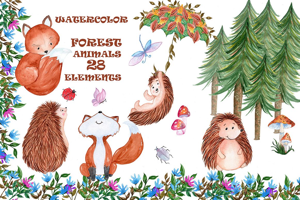Woodland animals clipart example image 1