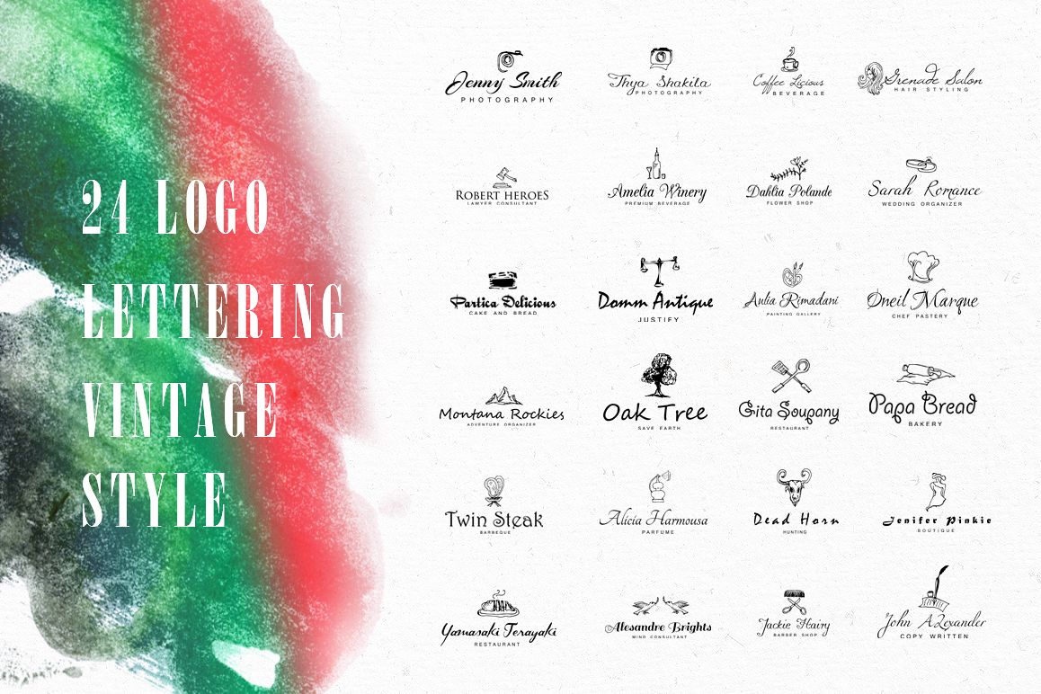 24 Logo Lettering Vintage Style example image 1