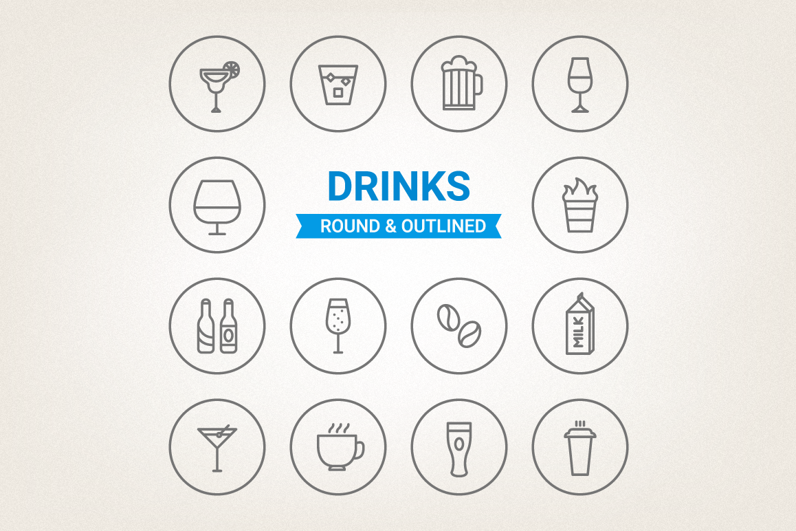 Circle Drinks Icons example image 1