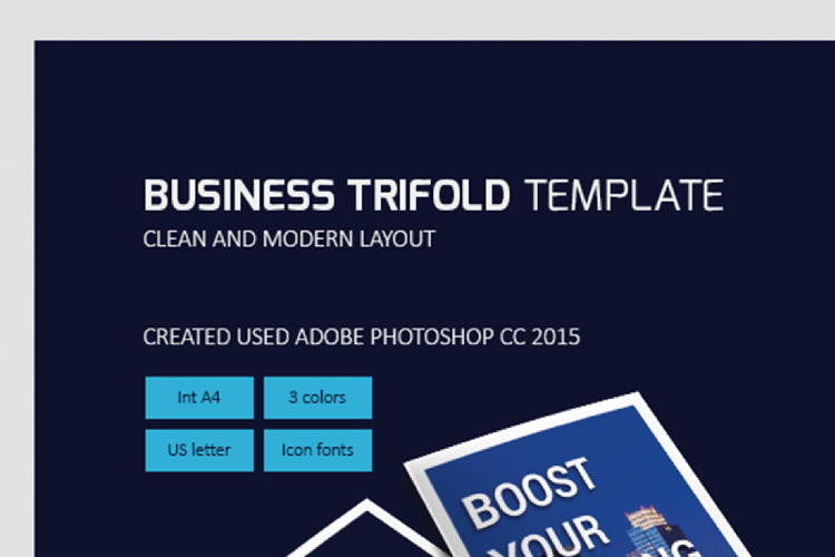 Modern Business Trifold Brochure Photoshop Template example image 1
