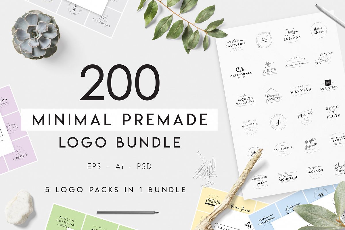 200 Minimal Premade Logo Bundle example image 1