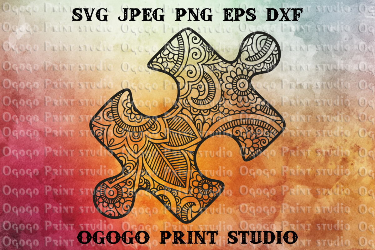 Puzzle Svg, Zentangle SVG, Autism Awareness svg, Mandala svg example image 1