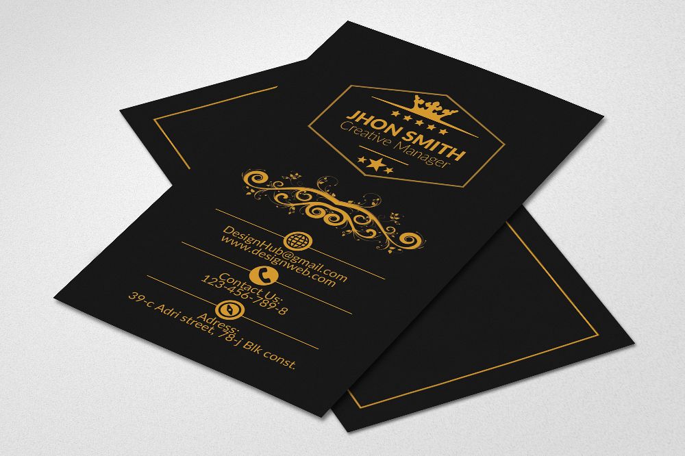 Vertical Black Business Cards example image 1