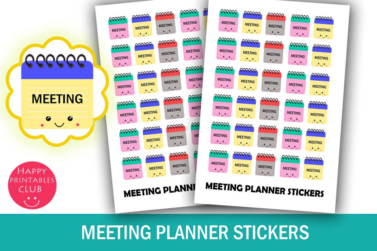Meeting Planner Stickers- Meeting Reminder Stickers-Kawaii example image 1