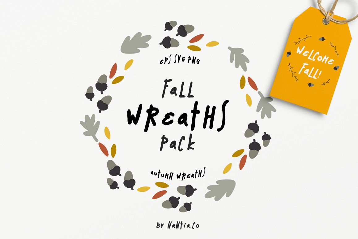 30 Fall Wreaths Vector Pack example image 1