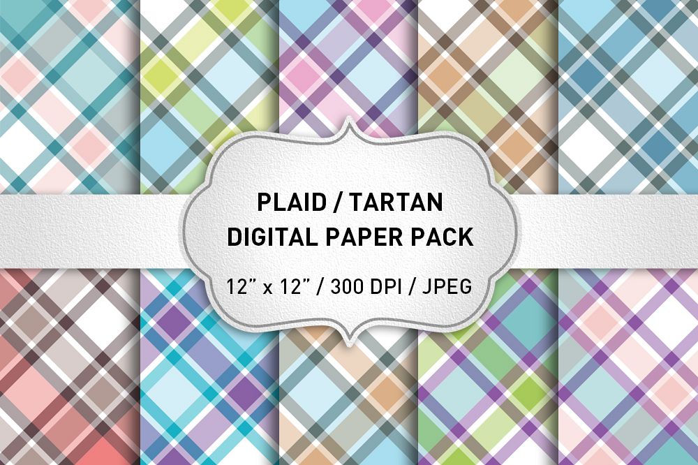 Plaid Digital Paper Pack / Backgrounds / Scrapbooking / Patterns / Printables / Card Making example image 1