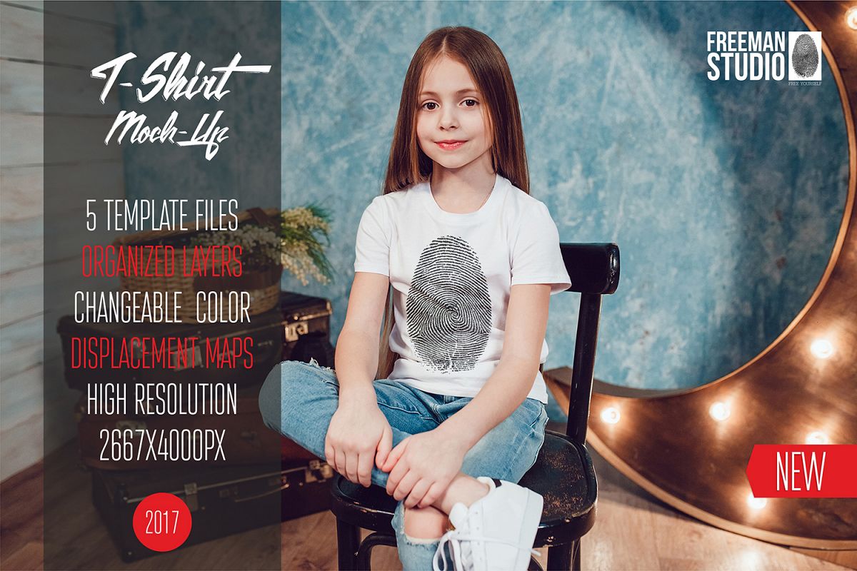 Kids T-Shirt Mock-Up Vol.1 2017 example image 1