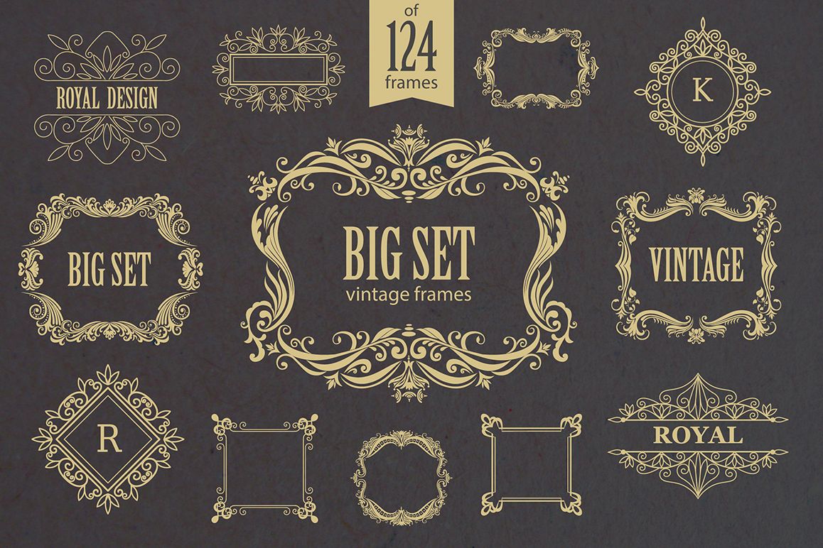 Set of vintage frames and monograms example image 1