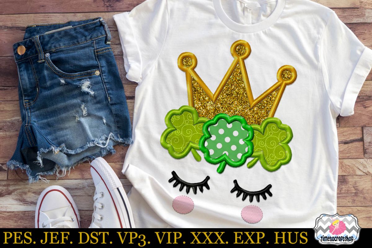 St Patricks Day Irish Princess Embroidery Applique Design example image 1