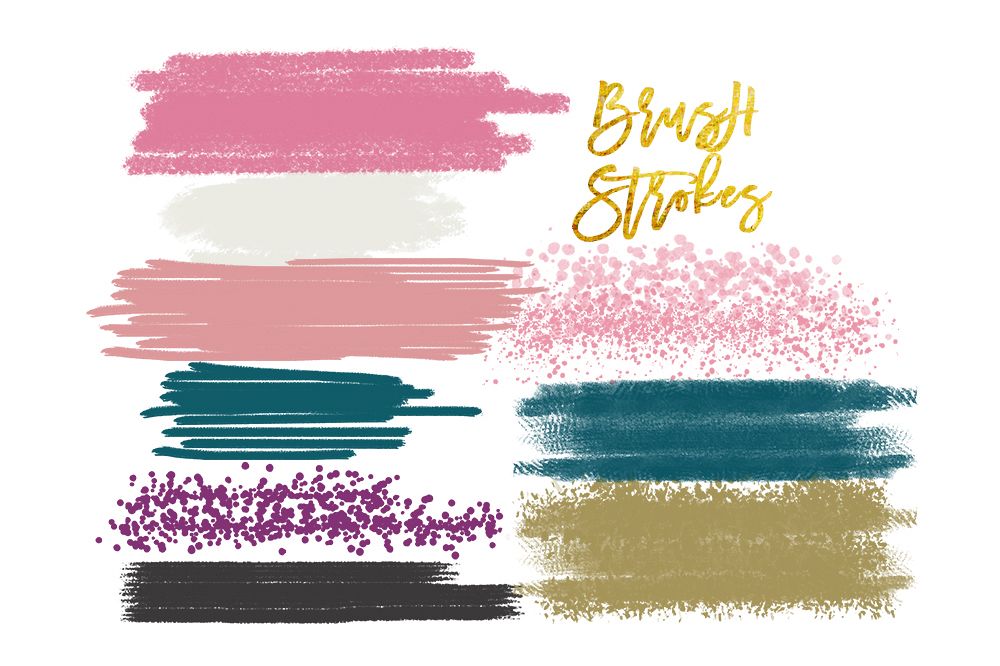 Digital watercolor brush strokes, acrylic brush, digital brush stroke, digital brush stroke, brush strokes clipart set, elements clipart example image 1