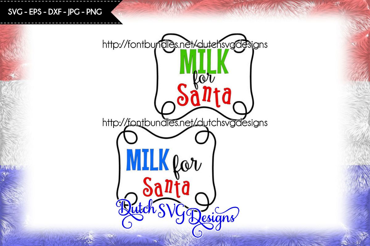 Cutting file Milk for Santa with frame, for Cricut & Silhouette, christmas svg, santa svg, santa cutting file, milk for santa svg, xmas svg example image 1