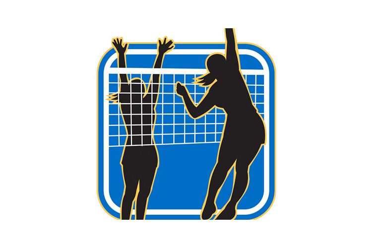 Volleyball Player Spiking Blocking Ball example image 1