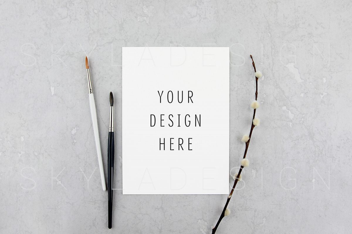 Feminine artist mockup flatlay, styled stock example image 1