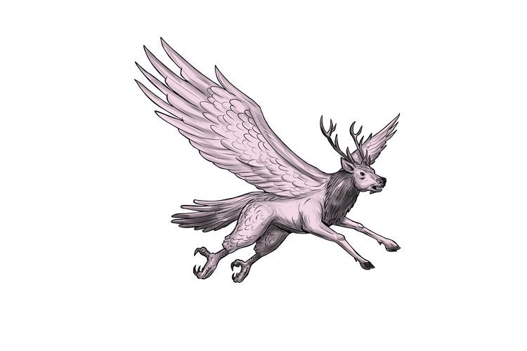 Peryton Flying Side Tattoo example image 1