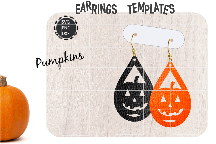 Pumpkin Earrings Svg, Earrings Svg, Halloween Earrings