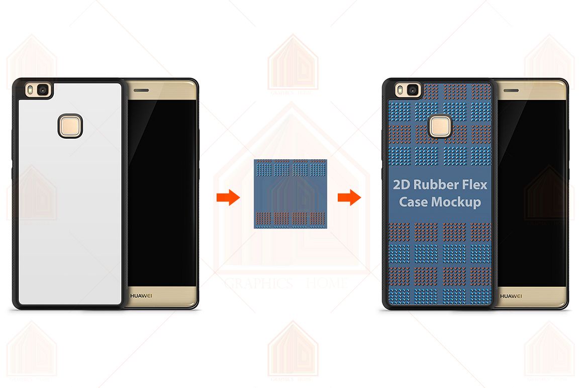 Huawei P9 Lite 2d RubberFlex Case Design Mockup Back-Front example image 1