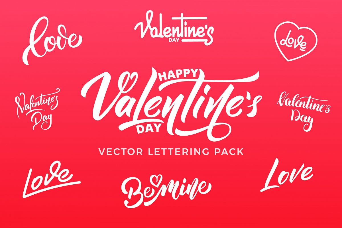 Valentine's Day vector lettering pack example image 1