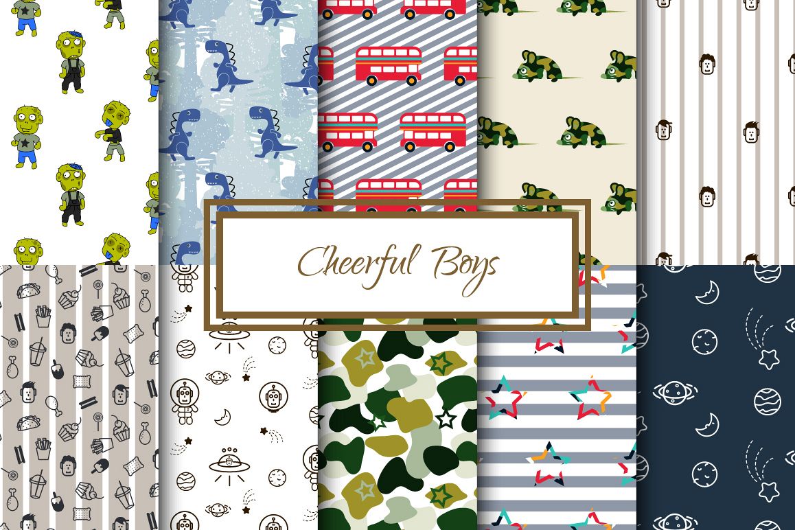 Cheerful Boys - Seamless Patterns example image 1