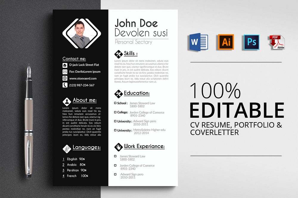 Cv Resume Microsoft Word example image 1