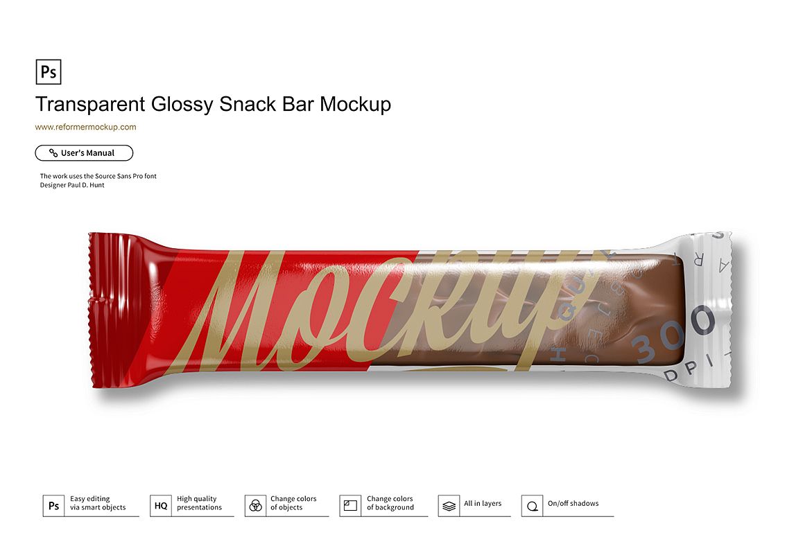 Transparent Glossy Snack Bar Mockup example image 1