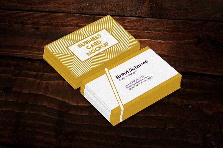 Realistic Business Card Mockups on a wooden background example image 1