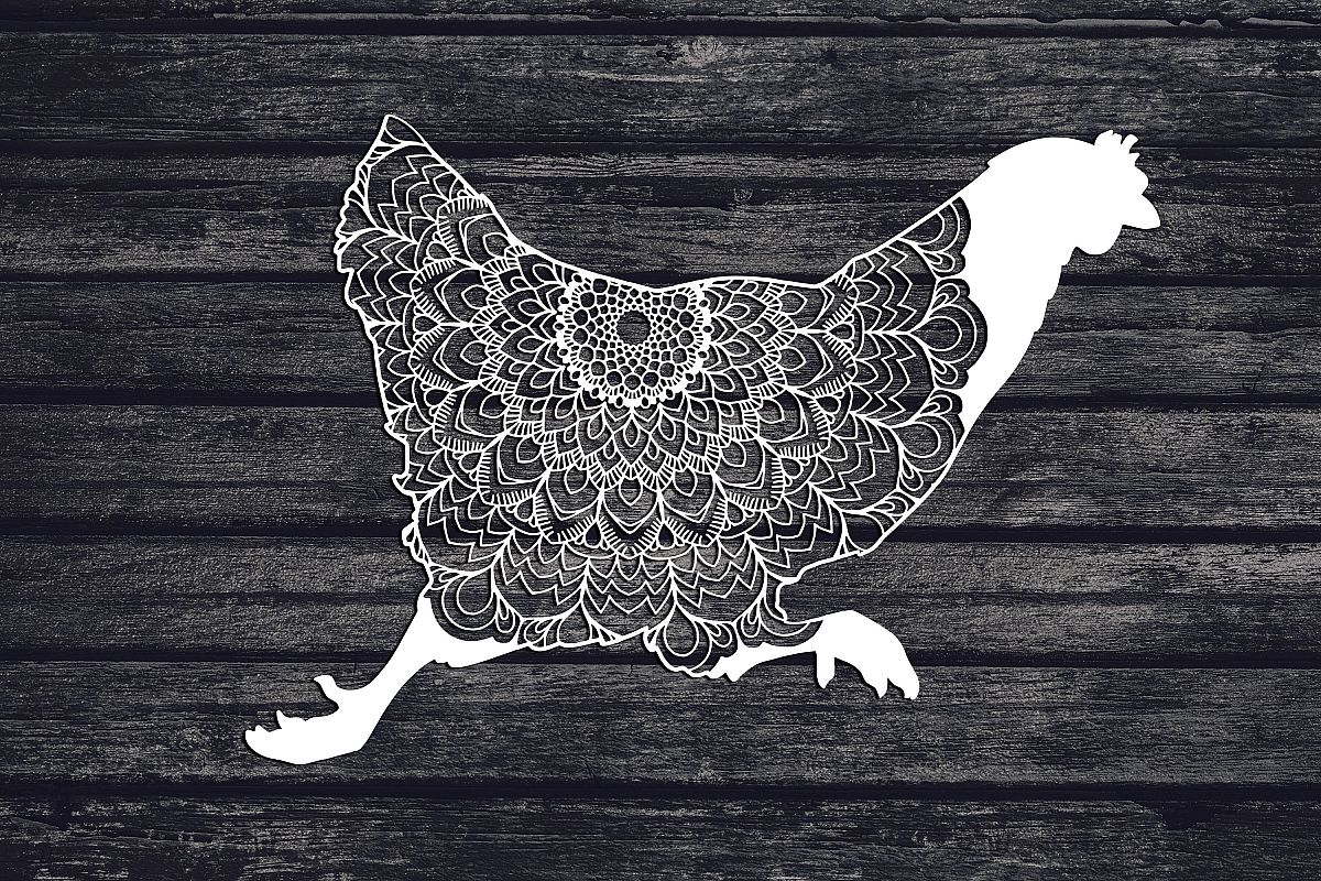 Mandala Chicken Svg, Chicken Svg, Mandala Svg, Zentangle Svg example image 1